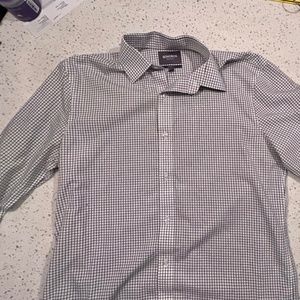 Bonobos Blue & White Check Wrinkle Free Dress Shirt - 16 / 34